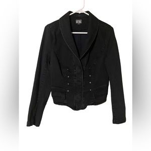 Converse Y2K Washed Black Denim Jean Jacket Women’s Medium Cropped Snap Front